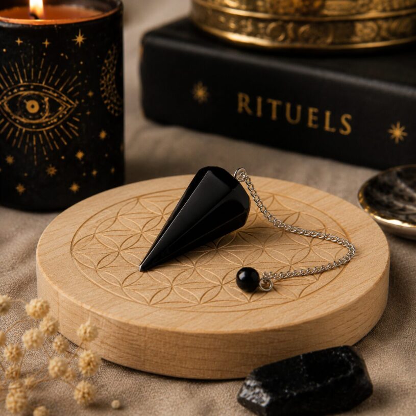 Pendule Cône Obsidienne noire