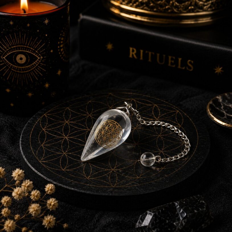 Pendule Goutte Cristal Fleur de vie