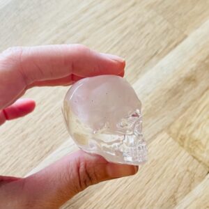 crâne quartz rose petit format