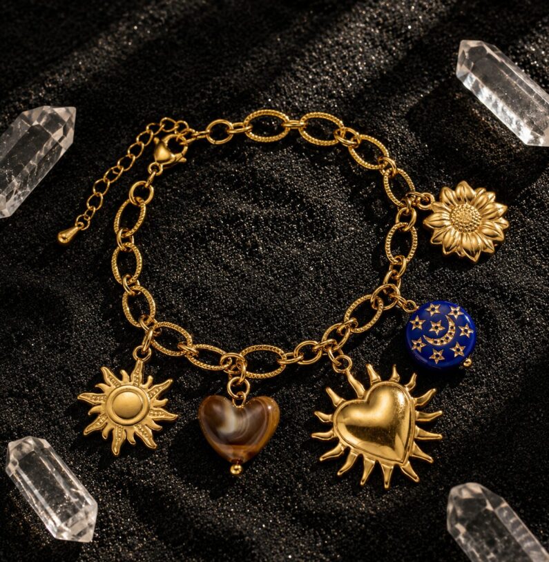 Bracelet Doré Charms Féminin Sacré