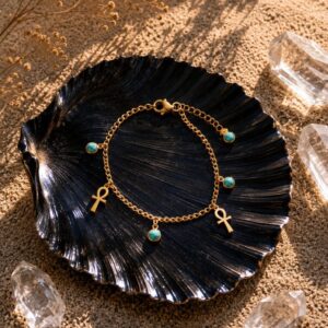 Bracelet Doré Croix Turquoise