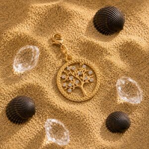 Charms Doré Arbre de Vie Strass