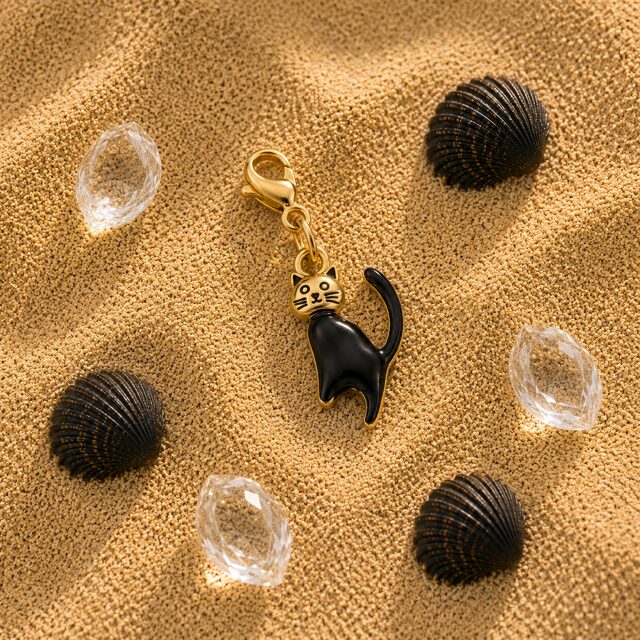 Charms Doré Chat Noir