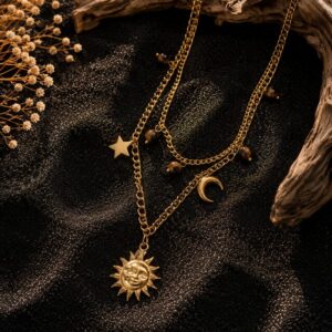 Collier Doré Soleil Lunaire